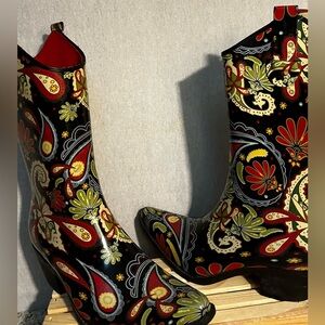 Corky’s Women’s Size 10 Paisley Western Cowboy Slip On Rain Boots